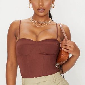 Pretty little thing brown structure corset top